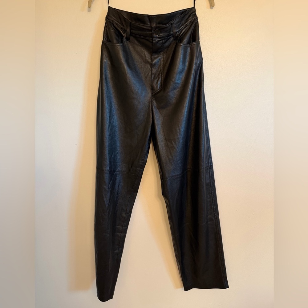 Nanushka Black Vegan Leather Full Length Trousers - Picture 5 of 9